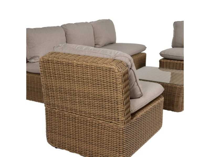 Garden set in aluminum and synthetic rattan - ABEINT
