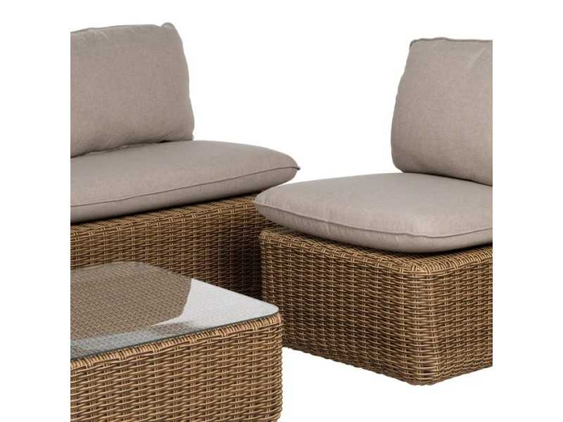 Garden set in aluminum and synthetic rattan - ABEINT