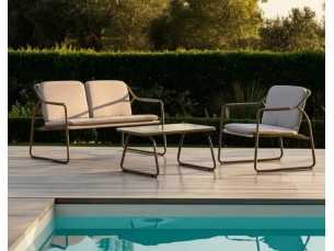 Garden set in taupe lacquered steel - ACKE TAUPE