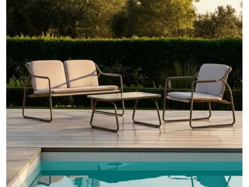 Garden set in taupe lacquered steel - ACKE TAUPE