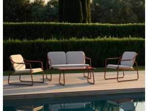Garden set in terracotta lacquered steel - ACKE TERRACOTA