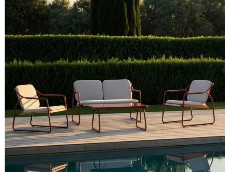 Garden set in terracotta lacquered steel - ACKE TERRACOTA