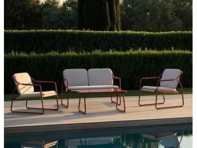 Garden set in terracotta lacquered steel - ACKE TERRACOTA