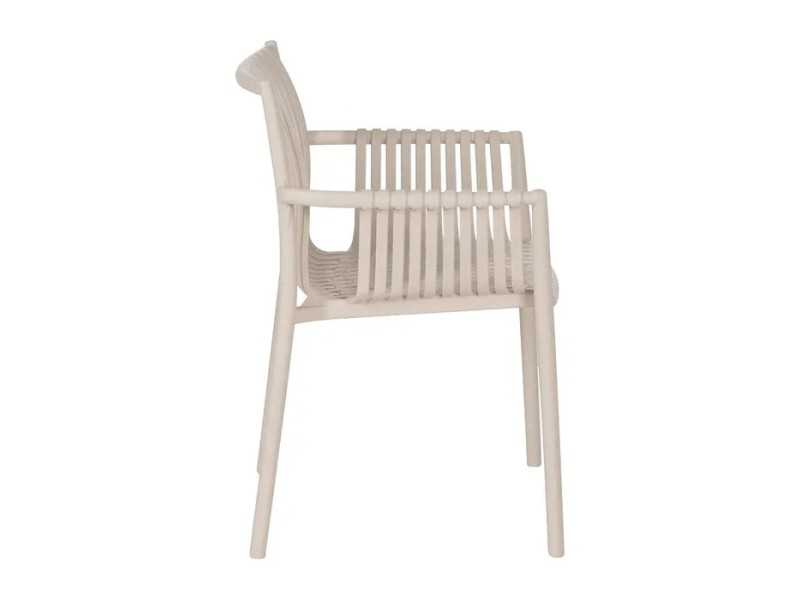 Chaise d'extérieur avec accoudoirs en polypropylène - MYKONOS BEIGE