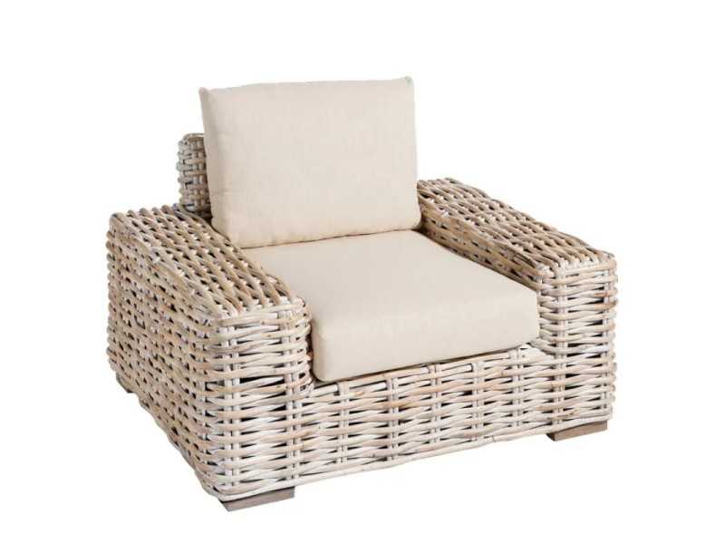 Fauteuil en rotin et tapissé - BAMBO