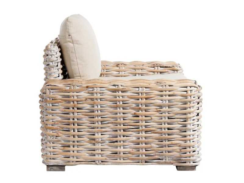 Upholstered rattan armchair - BAMBO