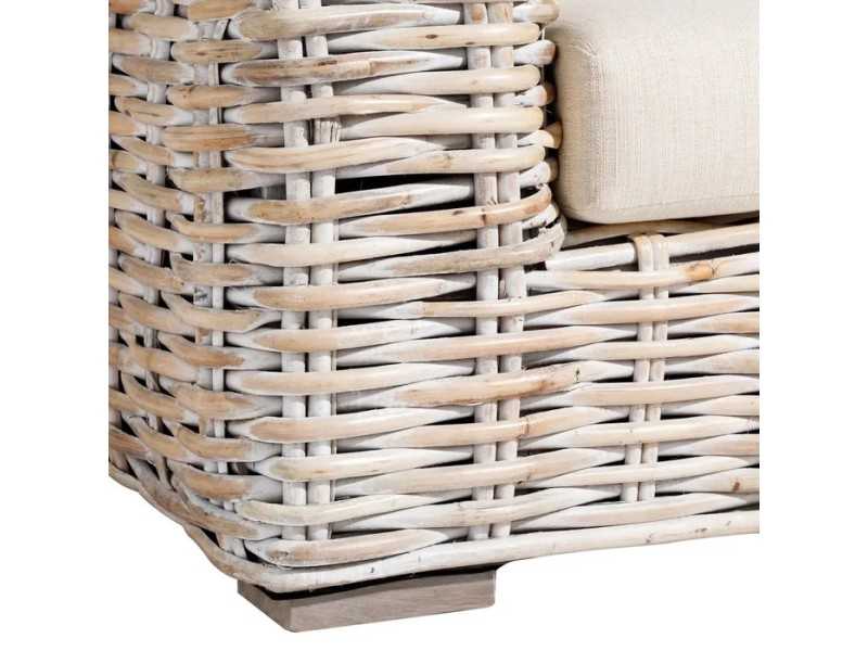 Upholstered rattan armchair - BAMBO