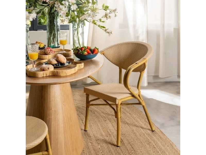 Outdoor aluminum chair with arms and textilene - GARTEN BEIGE