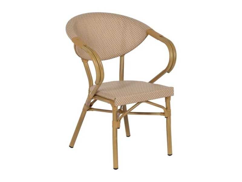 Silla para exterior con brazos de aluminio y textileno - GARTEN BEIGE