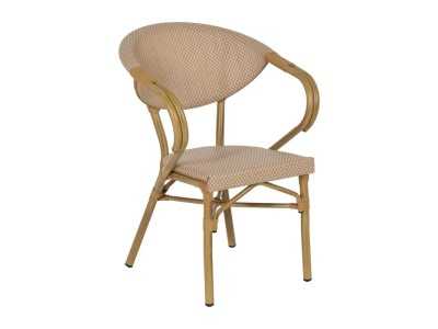 Silla para exterior con brazos de aluminio y textileno - GARTEN BEIGE Silla para exterior con brazos de aluminio y textileno - GARTEN BEIGE