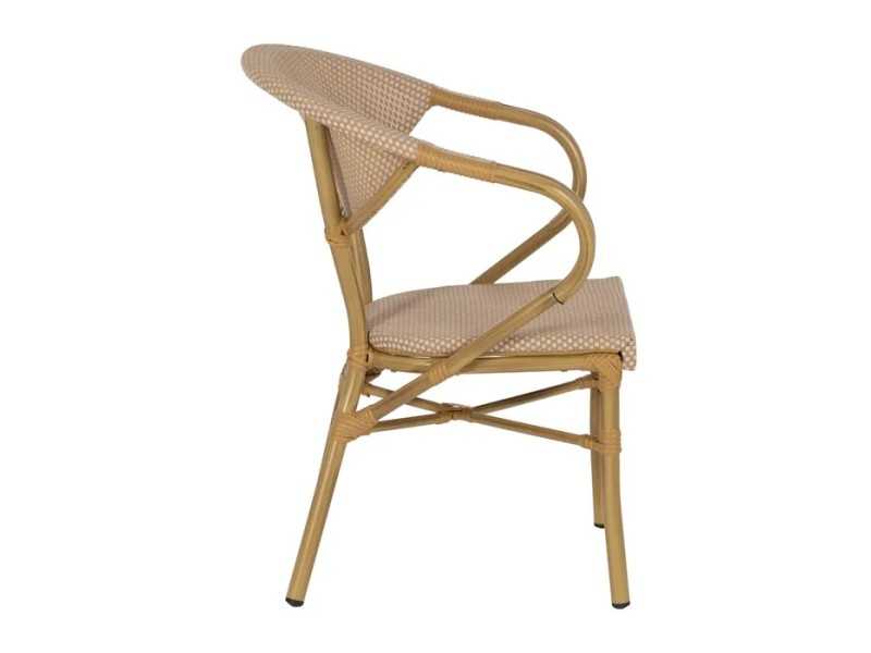 Silla para exterior con brazos de aluminio y textileno - GARTEN BEIGE