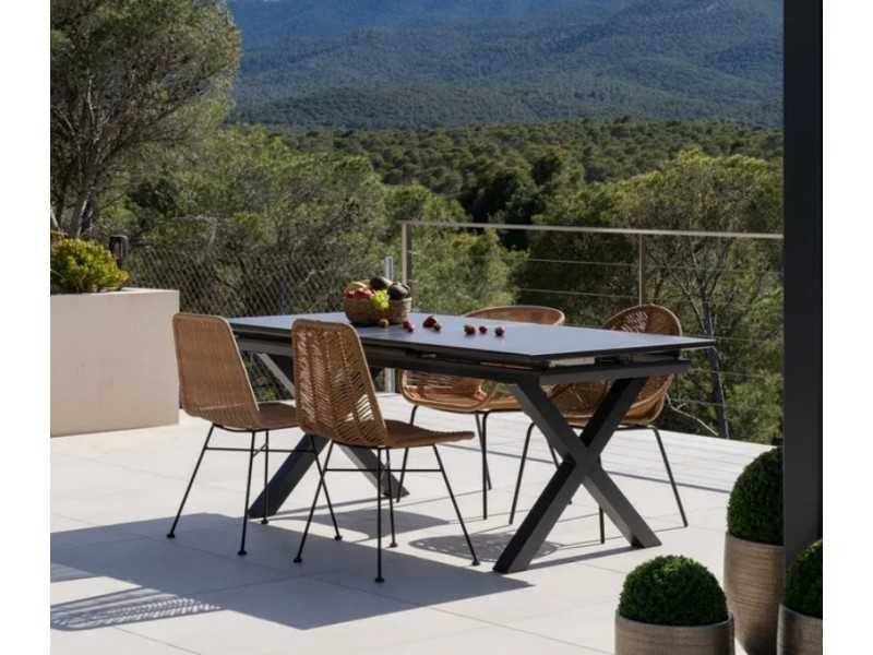 Extendable garden table with porcelain top and aluminum frame - HITZE ANTRACITA