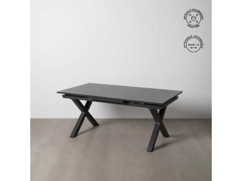Extendable garden table with porcelain top and aluminum frame - HITZE ANTRACITA