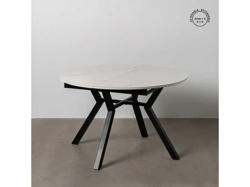 Mesa de jardín redonda extensible con tapa porcelánico - HOREK A
