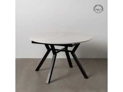 Mesa de jardín redonda extensible con tapa porcelánico - HOREK A