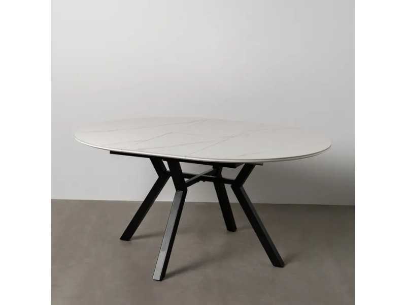 Table de jardin ronde extensible avec plateau en porcelaine - HOREK A