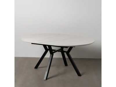 Mesa de jardín redonda extensible con tapa porcelánico - HOREK A