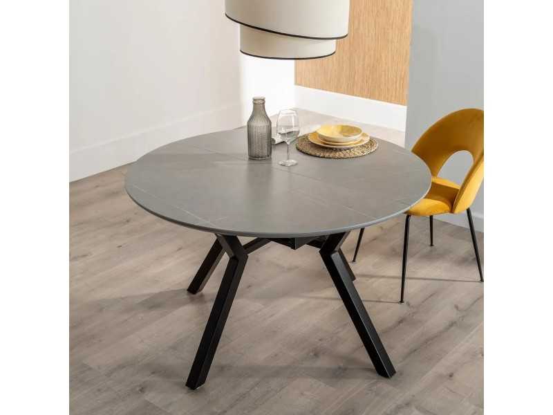 Mesa de jardín redonda extensible con tapa porcelánico - HOREK B