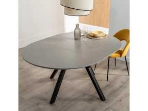 Mesa de jardín redonda extensible con tapa porcelánico - HOREK B 2