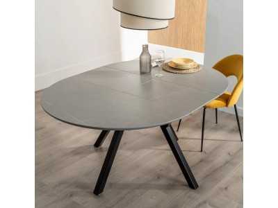 Mesa de jardín redonda extensible con tapa porcelánico - HOREK B Mesa de jardín redonda extensible con tapa porcelánico - HOREK B