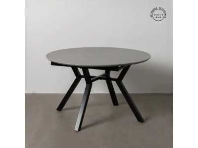 Mesa de jardín redonda extensible con tapa porcelánico - HOREK B Mesa de jardín redonda extensible con tapa porcelánico - HOREK B