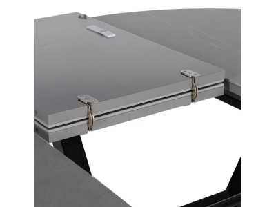 Mesa de jardín redonda extensible con tapa porcelánico - HOREK B Mesa de jardín redonda extensible con tapa porcelánico - HOREK B