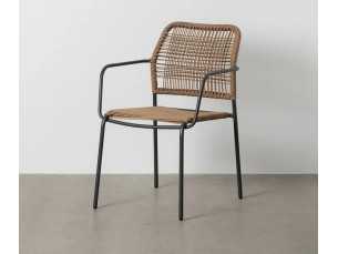 Silla de exterior con brazos en acero y polietileno - MALLORCA BEIGE