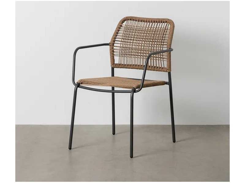 Chaise d'extérieur avec accoudoirs en acier et polyéthylène - MALLORCA BEIGE