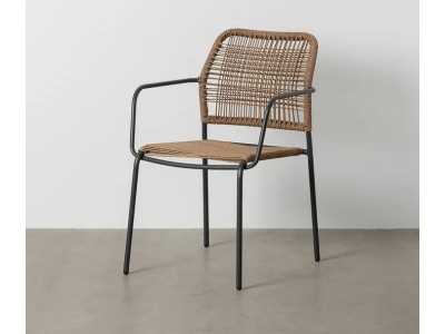 Chaise d'extérieur avec accoudoirs en acier et polyéthylène - MALLORCA BEIGE Chaise d'extérieur avec accoudoirs en acier et polyéthylène - MALLORCA BEIGE