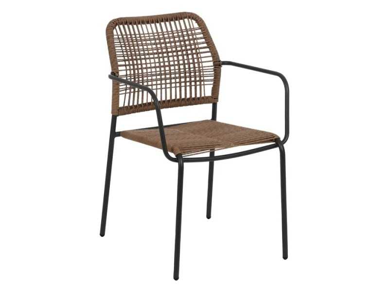 Silla de exterior con brazos en acero y polietileno - MALLORCA BEIGE