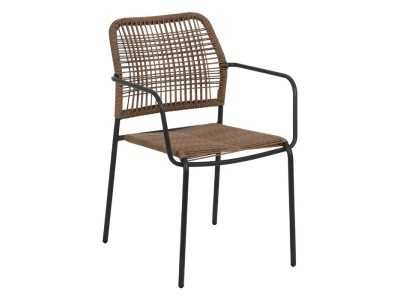 Chaise d'extérieur avec accoudoirs en acier et polyéthylène - MALLORCA BEIGE Chaise d'extérieur avec accoudoirs en acier et polyéthylène - MALLORCA BEIGE