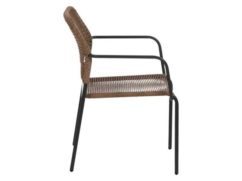 Silla de exterior con brazos en acero y polietileno - MALLORCA BEIGE