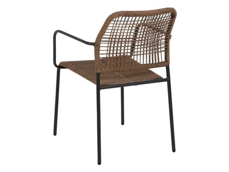 Silla de exterior con brazos en acero y polietileno - MALLORCA BEIGE