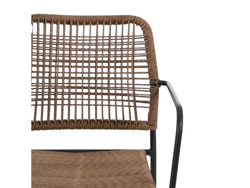 Silla de exterior con brazos en acero y polietileno - MALLORCA BEIGE