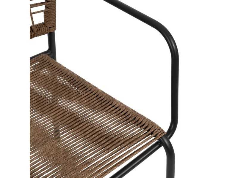 Silla de exterior con brazos en acero y polietileno - MALLORCA BEIGE