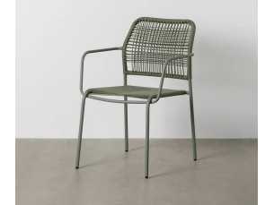 Chaise d'extérieur avec accoudoirs en acier et polyéthylène - MALLORCA VERDE