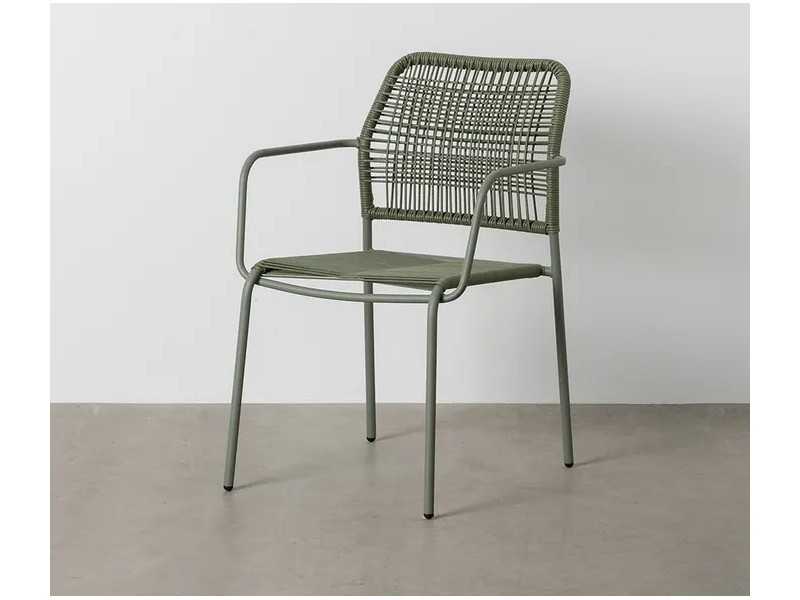 Chaise d'extérieur avec accoudoirs en acier et polyéthylène - MALLORCA VERDE