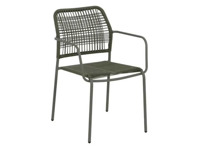 Silla de exterior con brazos en acero y polietileno - MALLORCA VERDE