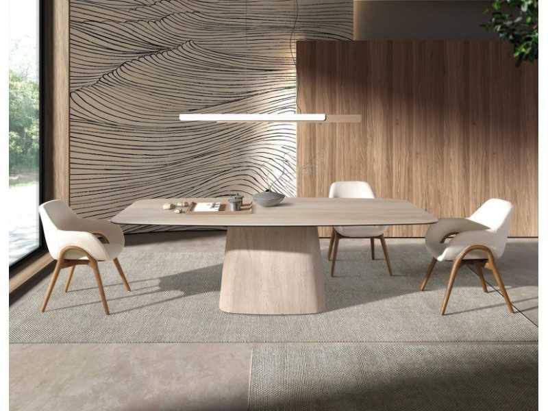 Dining table with fixed top and porcelain marble frame - ABBA