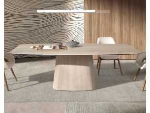 Mesa de comedor con tapa fija y estructura de mármol porcelánico - ABBA 2