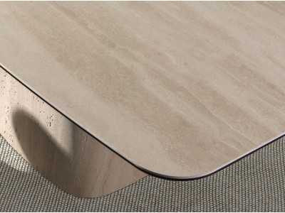 Mesa de comedor con tapa fija y estructura de mármol porcelánico - ABBA