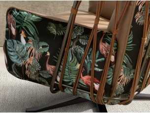 Designer swivel armchair upholstered in leather and fabric - ABERDEEN 2