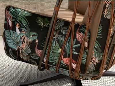 Sillón giratorio de diseño tapizado en piel y tela - ABERDEEN Sillón giratorio de diseño tapizado en piel y tela - ABERDEEN