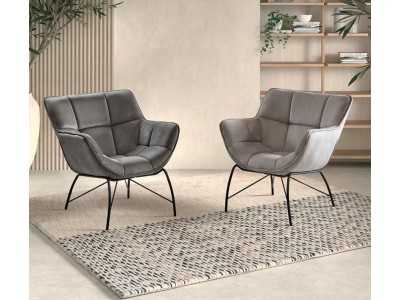 Fauteuil design moderne avec structure en acier laqué - ALIZÉE GRIS