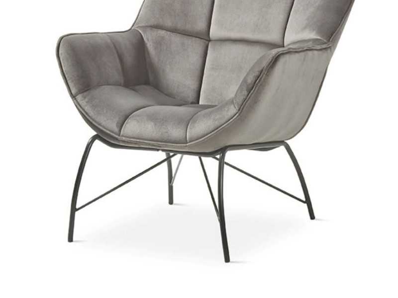 Modern design armchair with lacquered steel frame - ALIZÉE TOPO