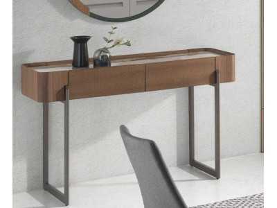 Walnut console with porcelain marble and stainless steel - SYMI