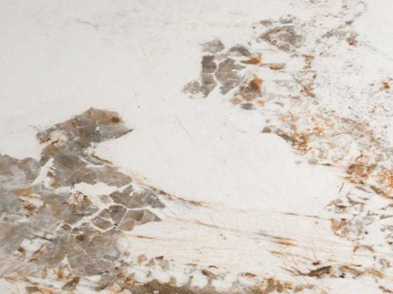 Consola en nogal con tapa de mármol porcelánico y acero inoxidable - SYMI