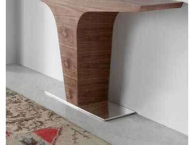 Walnut console with stainless steel base - TINNA