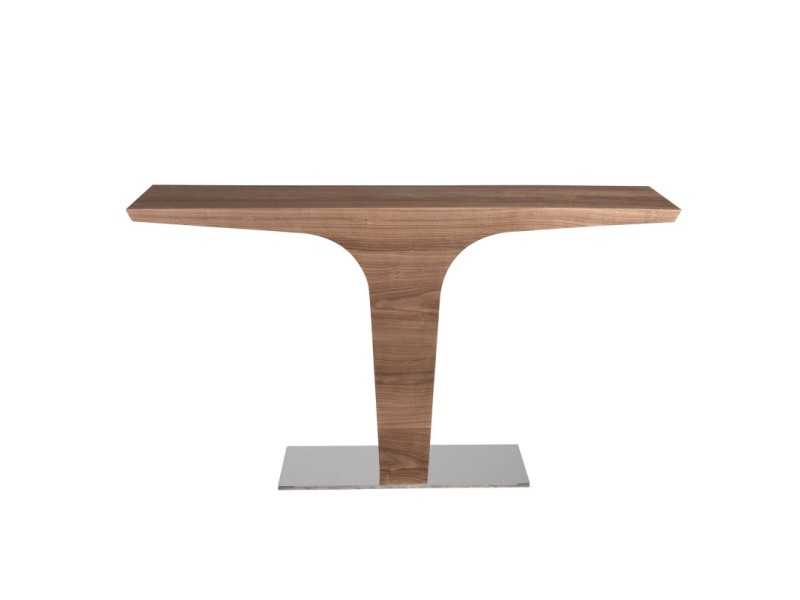 Console en noyer avec piètement en acier inoxydable - TINNA