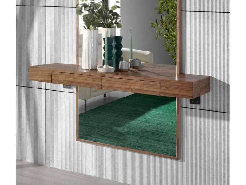 Console with mirror in walnut - CRISTEL